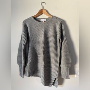 NY designer sweater. cashmere. heather grey. design history. xs.
